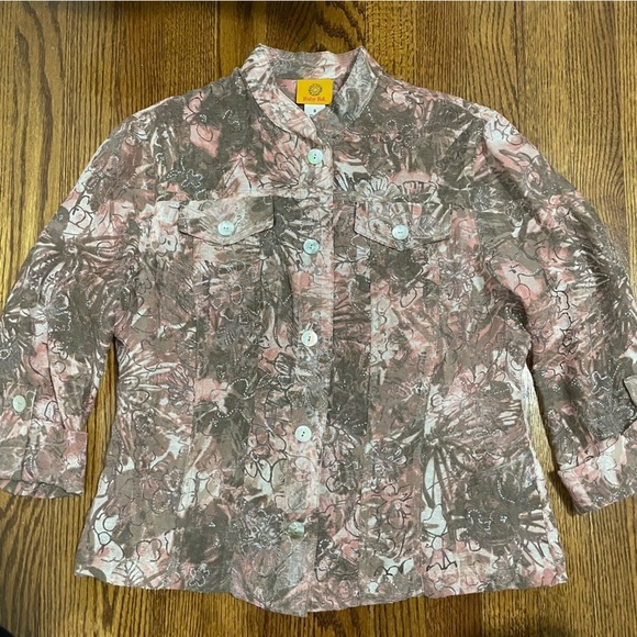 **4/$12** Ruby Rd. Sheer Lightweight Shirt Jacket Size 8 Sparkle - Picture 2 of 9